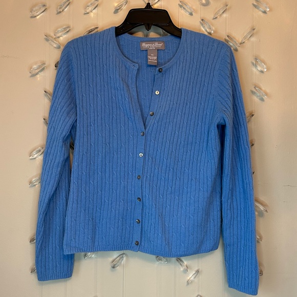 100% Cashmere Cable Button Down Cardigan - Picture 1 of 8